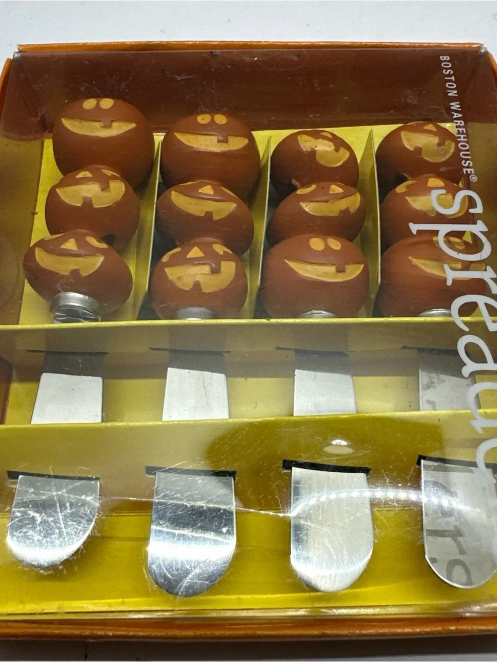 Boston Warehouse Orange Pumpkin Handle Spreaders - 4-Piece Festive Set